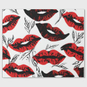 Rote Lippen Valentine Geschenkpapier (Flach)