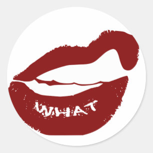 Rote Lippen Was große Zähne sind Runder Aufkleber