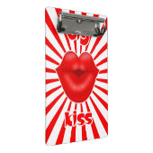 Rote Lippen weite Sonnenstrahlen Kuss Mini Klemmbrett (Schrägansicht)