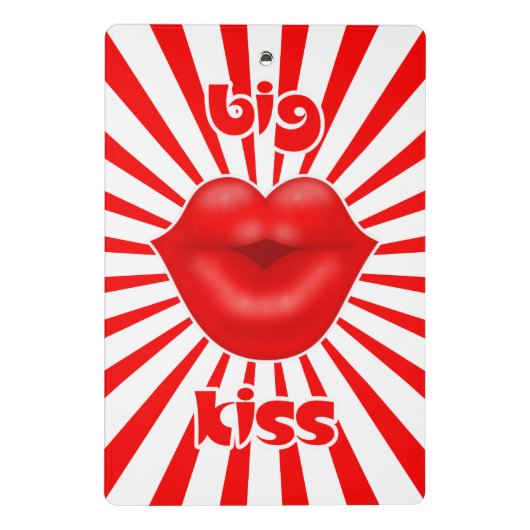 Rote Lippen weite Sonnenstrahlen Kuss Mini Klemmbrett (Rückseite)