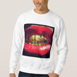 rote Lippengoldlippen Sweatshirt