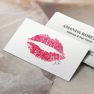 Rote LippenMinimalistischer Make-upkünstler Visitenkarte