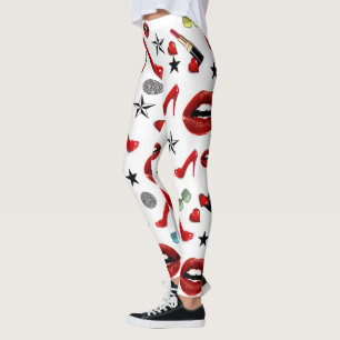 Rote Lippenstift Absätze Lippen Leggings