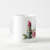 Rote Lippenstift-Blume Kaffeetasse (Vorderseite Links)