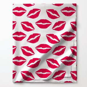 Rote Lippenstift-Küsse-Muster Stoff