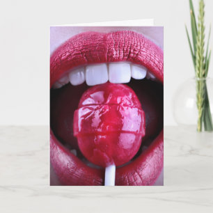 ROTE LIPS-LOLLIPOP-ROMANTISCHE KARTEN FÜR DEN HAND