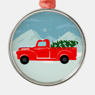 Rote LKW-Weihnachtsbaum-personalisierte Verzierung Ornament Aus Metall