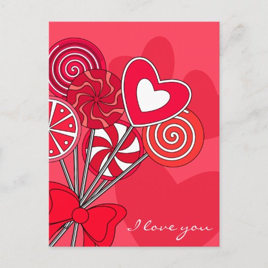 Rote Lollipop-Postkarte Postkarte (Vorderseite)