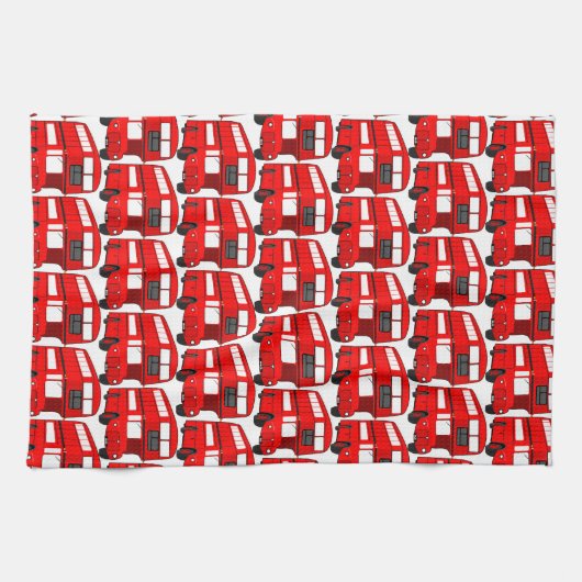 Rote London-Doppeldecker-Bus-Tapete Geschirrtuch (Horizontal)