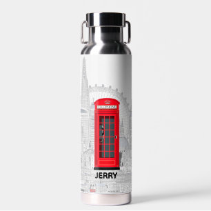 Rote London-Telefonzelle Skyline Trinkflasche