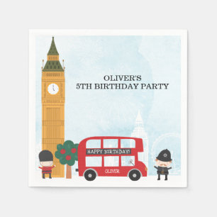Rote Londoner Bus & Clock Tower Kindergeburtstagsf Serviette