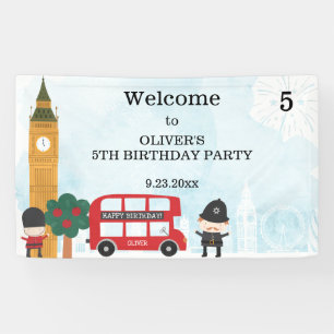 Rote Londoner Bus & Uhrturm Kindergeburtstagsfeier Banner