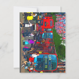 Rote Londoner Busse in der Oxford Street London Postkarte