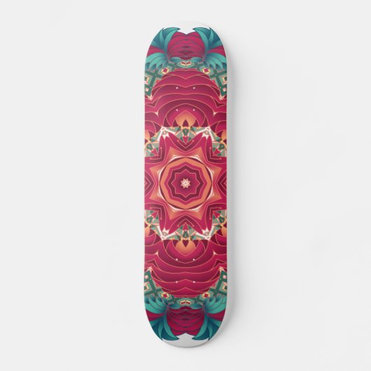 Rote Lotus-Mandala Skateboard (Vorderseite)