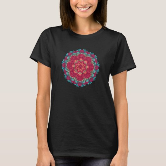 Rote Lotus-Mandala T-Shirt (Vorderseite)
