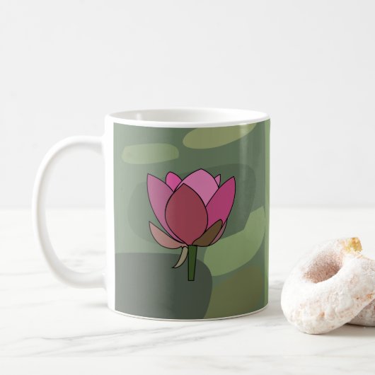 Rote Lotusblume Kaffeetasse (Mit Donut)