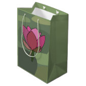 Rote Lotusblume Mittlere Geschenktüte (Rückseite Schrägansicht)