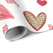 Rote Love Hearts Geschenkpapier (Rolleneckpunkt)