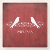 Rote Lovebirds Blumenrinde Untersetzer (Vorderseite)