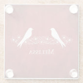 Rote Lovebirds Blumenrinde Untersetzer (Rückseite)