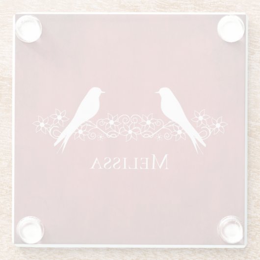 Rote Lovebirds Blumenrinde Untersetzer (Rückseite)