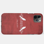 Rote Lovebirds Blumenvine iPhone Case (Rückseite (Horizontal))