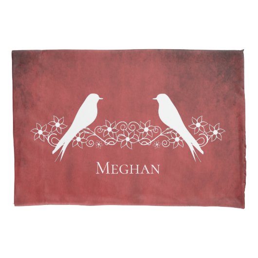 Rote Lovebirds Blütenschwein Pillowcase Kissenbezug (Vorderseite)