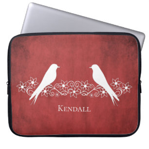 Rote Lovebirts Blumenstraube Laptopschutzhülle
