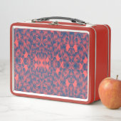 Rote Lunchbox mit einem geometrischen Blau und Ros (Beispiel)