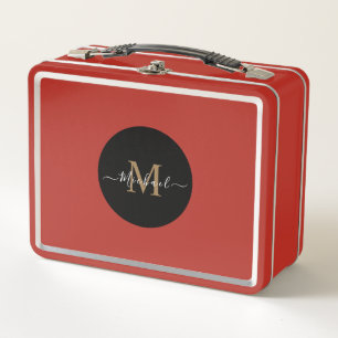 Rote Lunchbox mit personalisiertem Namen & QR-Code