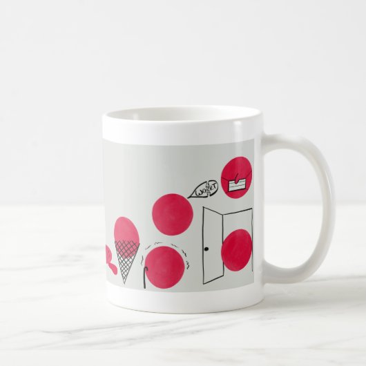Rote, lustige Brechpunkte auf einer Tasse (Rechts)