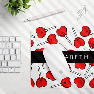Rote Lutscher, Herz Lutscher, Lolly, Ihr Name Mousepad