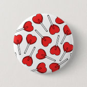 Rote Lutscher, Herz-Lutscher, Lutscher-Muster Button (Vorderseite)