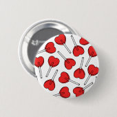 Rote Lutscher, Herz-Lutscher, Lutscher-Muster Button (Vorne & Hinten)