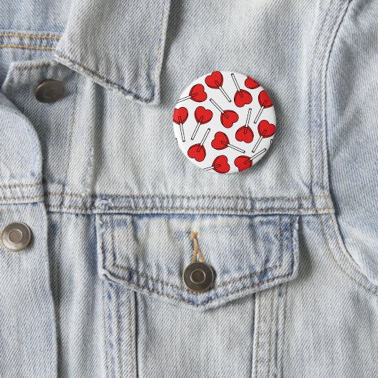 Rote Lutscher, Herz-Lutscher, Lutscher-Muster Button (Beispiel)