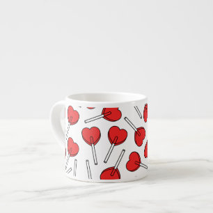 Rote Lutscher, Herz-Lutscher, Lutscher-Muster Espressotasse