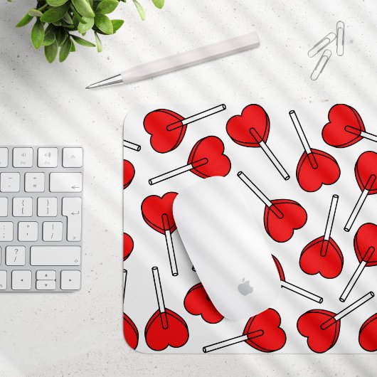 Rote Lutscher, Herz-Lutscher, Lutscher-Muster Mousepad