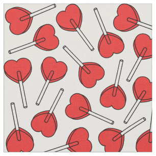 Rote Lutscher, Herz-Lutscher, Lutscher-Muster Stoff