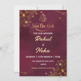 Rote Luxus-Indische Save-the-Date-Karte Einladung