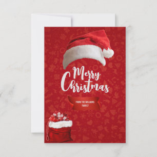 Rote Luxuskarte Weihnachten, Familienkarte Xmas Dankeskarte