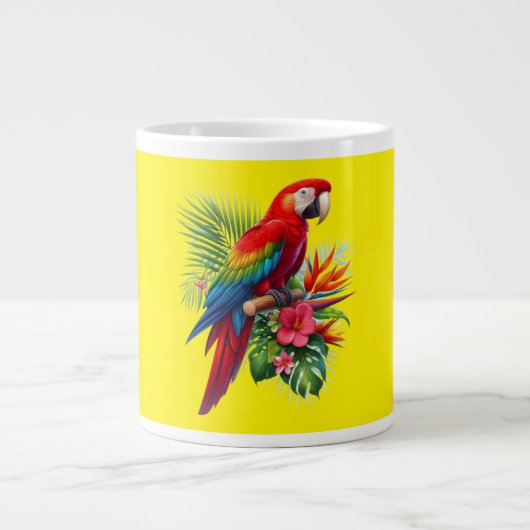Rote Maca tropische Blüte Jumbo-Tasse (Vorderseite)