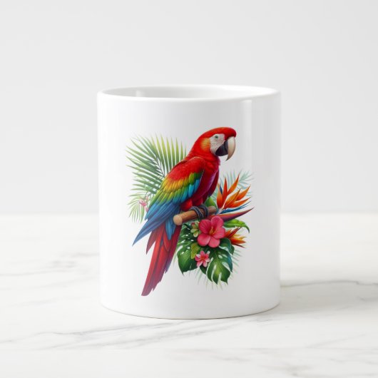 Rote Maca tropische Blüte Jumbo-Tasse (Vorderseite)