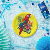 Rote Maca tropische Blüte Pappteller (Party)