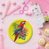 Rote Maca tropische Blüte Pappteller (Party)