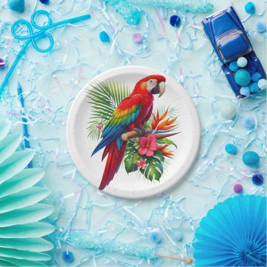 Rote Maca tropische Blüte Pappteller (Party)