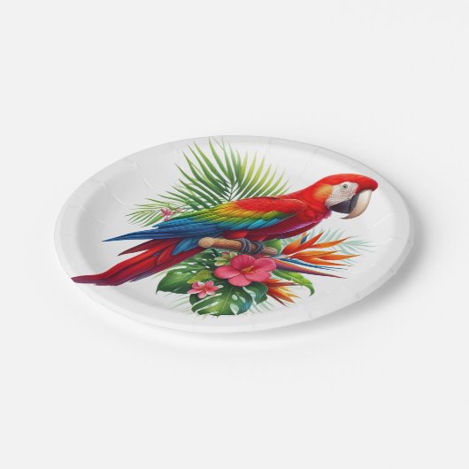 Rote Maca tropische Blüte Pappteller (Schrägansicht)