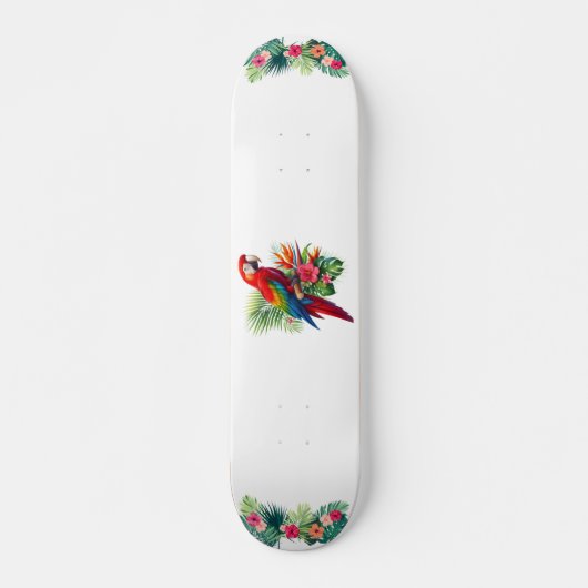 Rote Maca tropische Blüte Skateboard (Vorne)