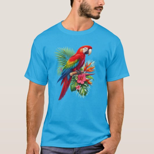 Rote Maca tropische Blüte T-Shirt (Vorderseite)