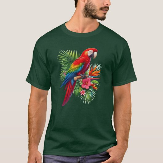 Rote Maca tropische Blüte T-Shirt (Vorderseite)