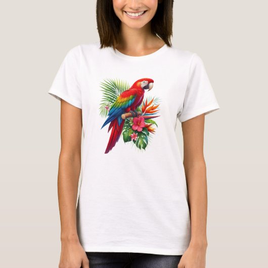 Rote Maca tropische Blüte T-Shirt (Vorderseite)